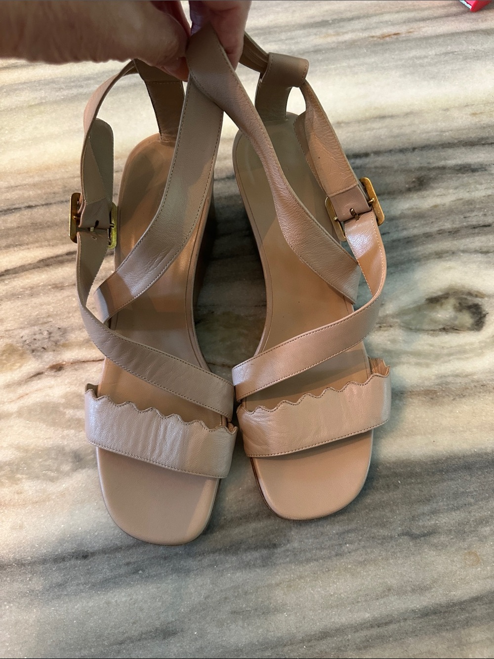 Chloe Scalloped Nude Wedges